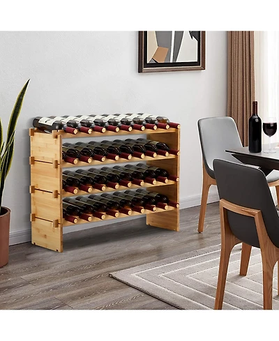 homfan 33"W Material Wine Rack with 4-Tier Shelves Holds 36 Bottles. Countertop Wine Storage for Kitchen Dining Room Bar
