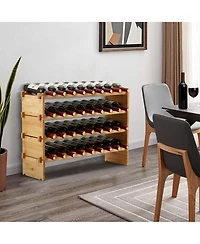 homfan 33"W Material Wine Rack with 4-Tier Shelves Holds 36 Bottles. Countertop Wine Storage for Kitchen Dining Room Bar