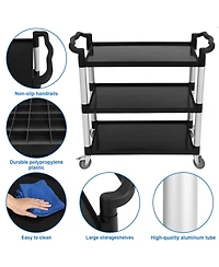 homfan 3 Tier Bar Cart, 33 Inch Plastic Rolling Utility Cart with Locking Wheels for Kitchen or Pantry