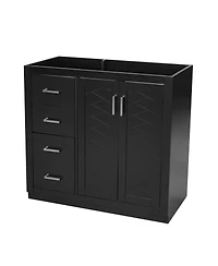 Sillysis 36 Inch Modern Freestanding Bathroom Vanity without Top, Solid Wood Frame, 3 Drawers Storage, Soft Close Doors