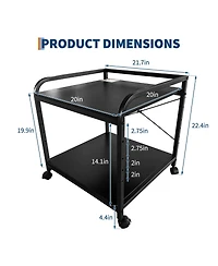 homfan 2 Tier Bar Cart, 20 Inch Rolling Utility Cart with Adjustable Shelf and Locking Wheels for Kitchen or Pantry