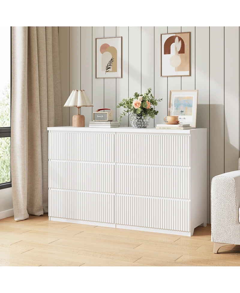 Streamdale Furniture Modern 6-Drawer Dresser with Wave Panel Fronts