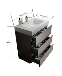 Sillysis Modern Bathroom Vanity with Stone Sink, Pre-assembled Soft Close 3 Drawers