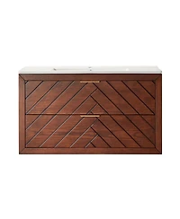 Sillysis Floating Bathroom Vanity with Ceramic Sink, Wall Mounted Modern Cabinet, Deep Drawers for Storage