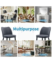 homfan Set of 2 Dining Chairs, 18 Inch Blue Velvet Upholstered Chairs with Padded Seat and Wood Legs for Dining Room or Kitchen