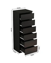 Streamdale Furniture 6-Drawer Modern Storage Dresser 18.9'' Handle-Free Closet Chest