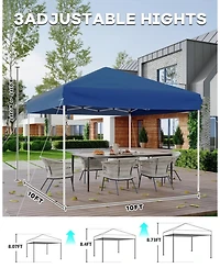 homfan Heavy Duty Pop Up Canopy Tent One-Button Easy Setup, Adjustable Height, Uv Protection, Sidewall, Roller Bag, 4 Weight Bags