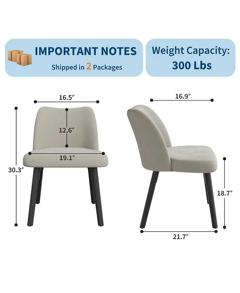 homfan Set of 2 Velvet Upholstered Dining Chairs, Kitchen Chairs with Metal Legs and High Back for Room or Living