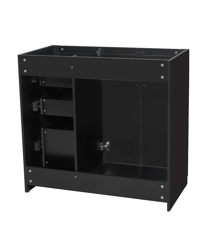 Sillysis Modern Freestanding Bathroom Vanity without Top, Solid Wood Frame, 3 Drawers Storage