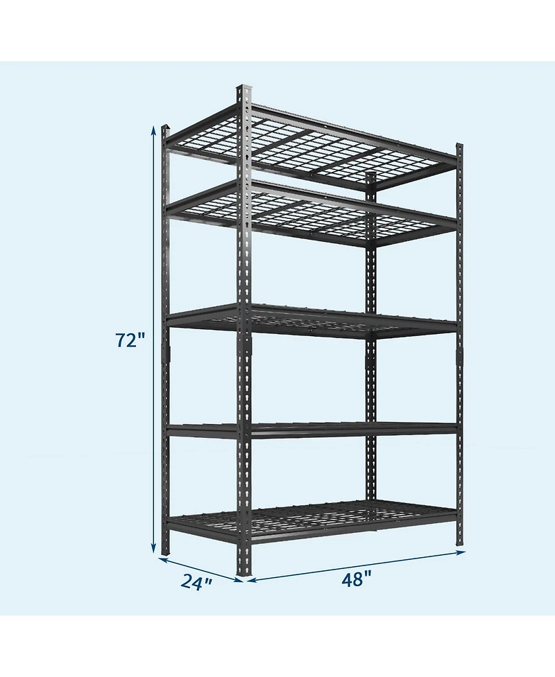 homfan Storage Shelves, 72 Inch Heavy Duty Metal Shelving Unit with Adjustable Shelves for Pantry or Basement