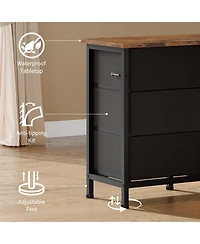 homfan 63" Long Dresser for Bedroom with 10 Fabric Drawers, Entertainment Center Tv Stand 65"-75" Tv, Dresser with Power Outlet