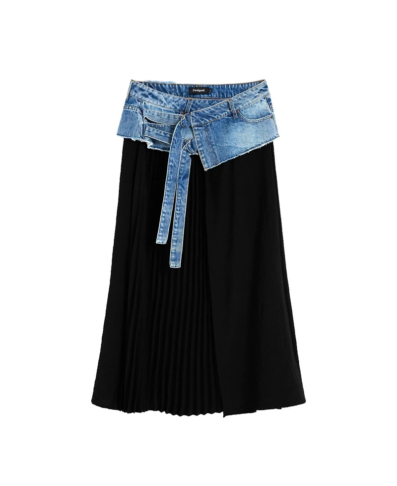 Desigual Women's Long pleated denim skirt