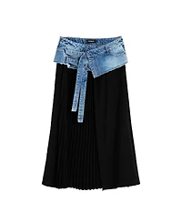 Desigual Women's Long pleated denim skirt