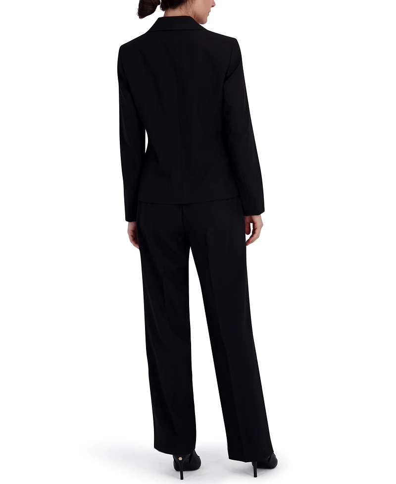 Le Suit Women's Four-Pocket Jacket & Fly-Front Wide-Leg Pants