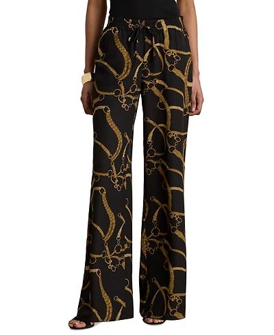 Lauren Ralph Lauren Women's Belting-Print Wide-Leg Pants