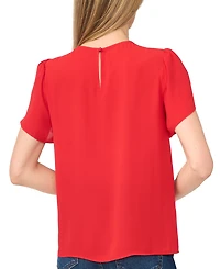 CeCe Women's Tulip Short-Sleeve Shirred Crewneck Top