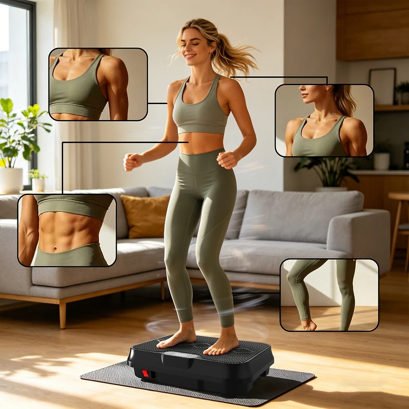 Zeny Vibration Plate Exercise Machine, Whole Body Workout Platform with Remote Control, Resistance Bands, for Home Gym