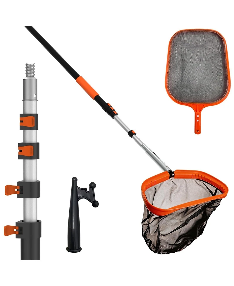Xdovet Pool Skimmer Net Telescopic Pole 16feet Heavy Duty Fine Mesh Leaf Rake Hook