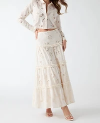 Guess Women's Lenora Cropped Long-Sleeve Button-Up Shirt