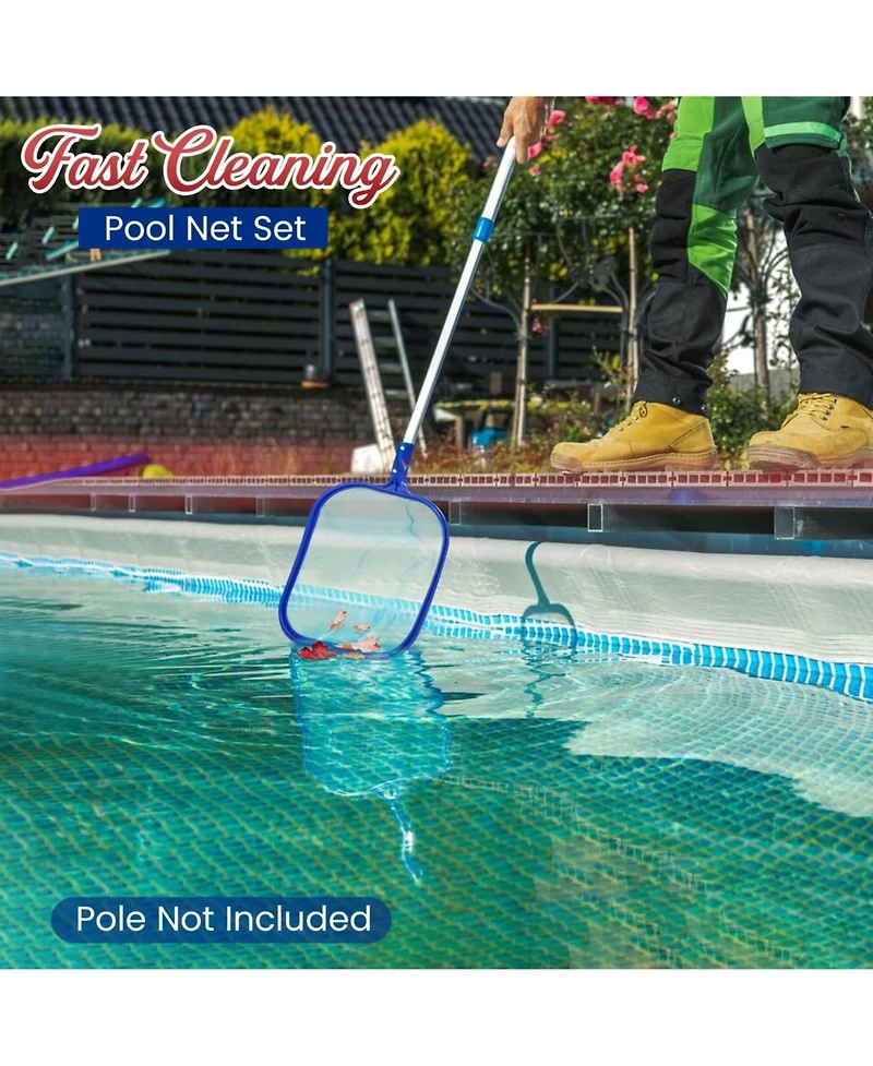 Xdovet Pool Skimmer Net Leaf Rake Set Heavy Duty Fine Mesh Deep Bag