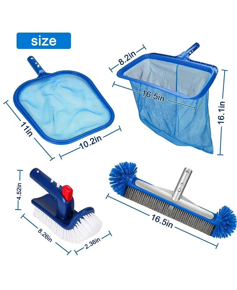 Xdovet Pool Skimmer Net Rake Brush Set 4Pieces