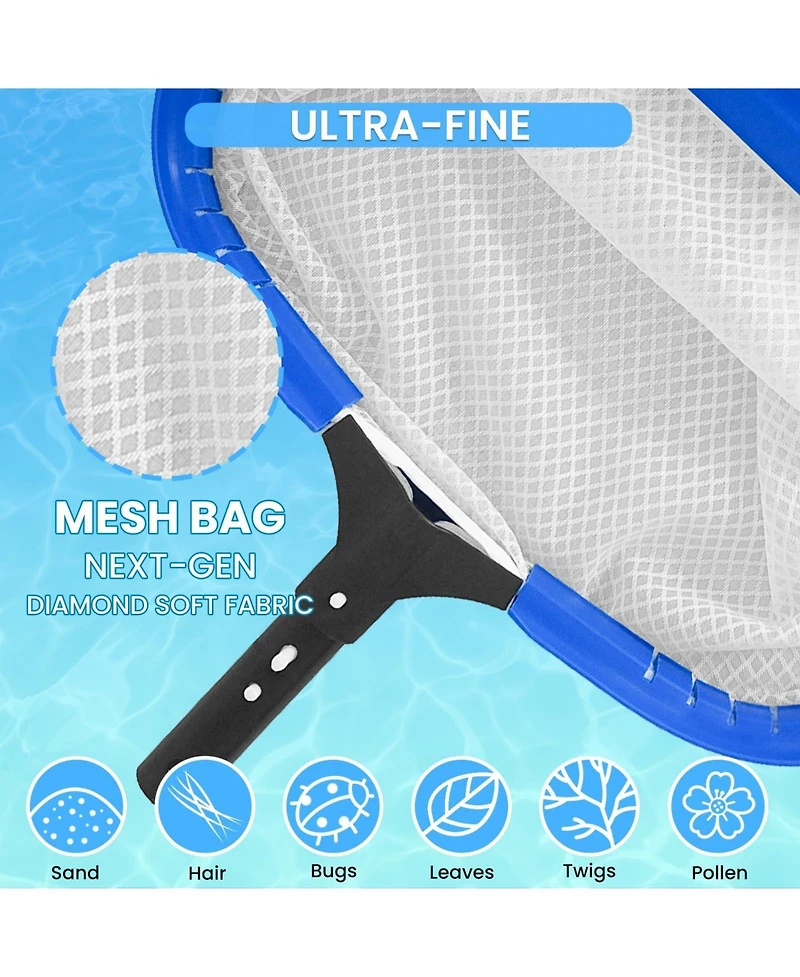 Xdovet Pool Net Skimmer Heavy Duty Leaf Aluminum Frame Mesh Bag Debris