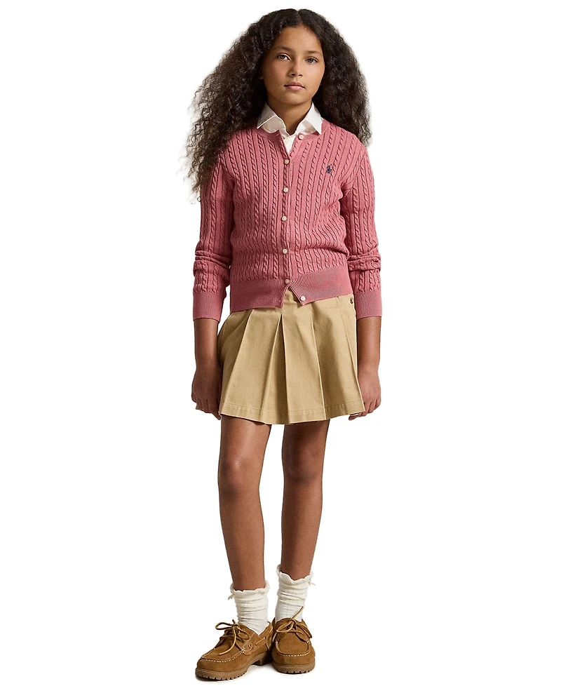 Polo Ralph Lauren Girls' 7-16 Mini-Cable Cotton Cardigan