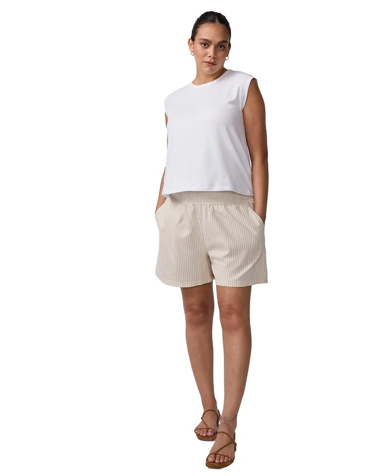 Ingrid + Isabel Women's Maternity Smocked Linen Short
