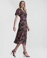 Dkny Women's Printed V-Neck Midi Dress