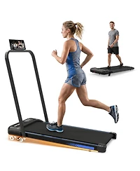 Zeny 3 1 Under Desk Treadmill with Incline, Foldable Treadmills for Home, Walking Pad Handle Bar and Jogging, Remote Control