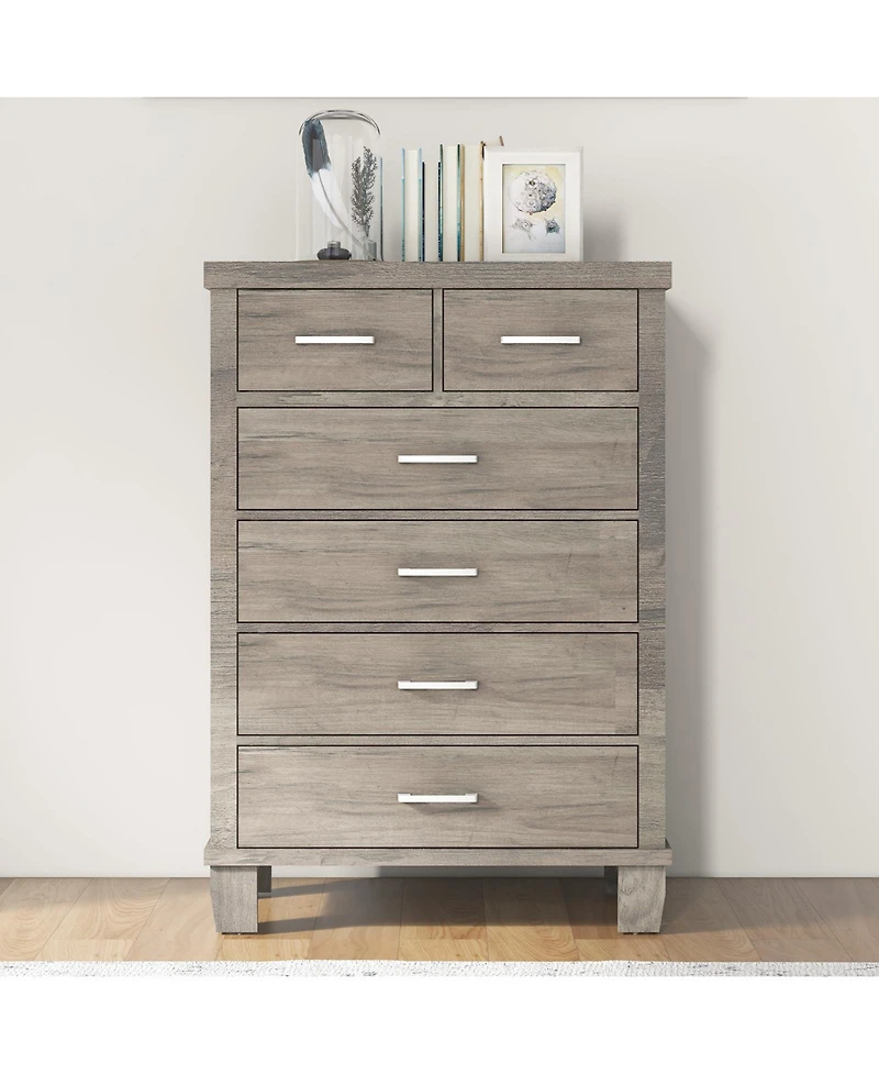 homfan 31.5"W x 15.75"D 45.5"H 6-Drawer Vertical Storage Chest Dresser with Engineered Wood
