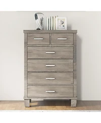 homfan 31.5"W x 15.75"D 45.5"H 6-Drawer Vertical Storage Chest Dresser with Engineered Wood