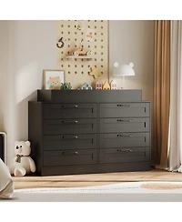 homfan 8 Drawer Dresser, 47 Inch Wood Chest of Drawers with Changing Table for Nursery, Living Room, Hallway, Closet