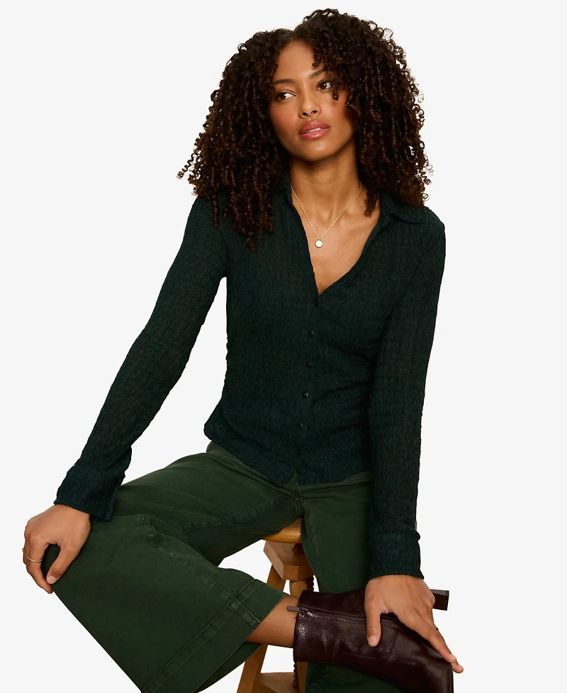 Sanctuary Petite Juno Textured Button-Front Shirt