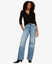 Sanctuary Petite Mesh Long-Sleeve Cardigan Top