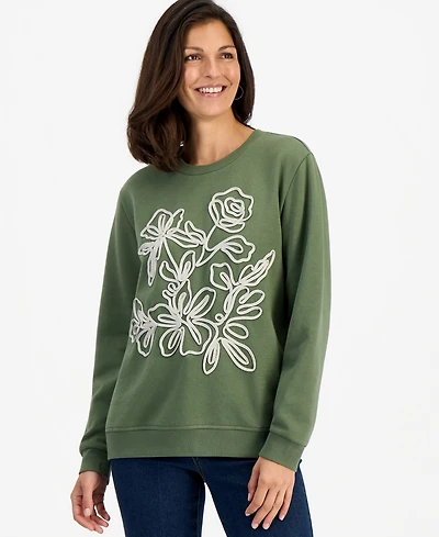 Style & Co Petite Soutache Fleece Pull-On Sweatshirt, Macy's Exclusive
