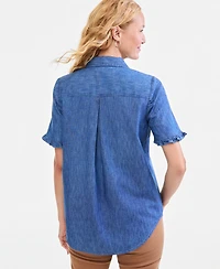 Style & Co Petite Cotton Collared Neck Shirt, Macy's Exclusive