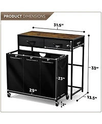Sorbus Dresser with 3 Section Laundry Hamper and 2 Drawers for Room Organization