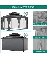 homfan Hardtop Gazebo with Double-Layer Steel Roof and Iron Frame for Patio, Deck, Backyard, Lawn, or Garden