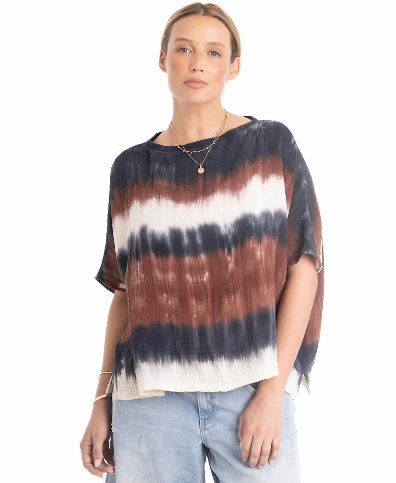 Ocean+Main Women's Tie Dye Square Gauze Top