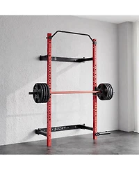 homfan 89" Wall-Mounted Folding Squat Rack with Spotter Arms, Home Gym Power Rack for Bench Press Pull Ups Exercise