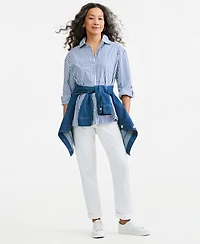 Style & Co Women's Striped Roll-Tab Long-Sleeve Blouse, Macy's Exclusive