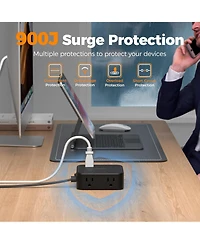 Tessan Surge Protector Power Strip , 5 Feet Flat Plug Extension Cord with 3 Usb (1 Usb C) 8 Outlets, 900J Surge Protection, 3 Sided Outlet Extender