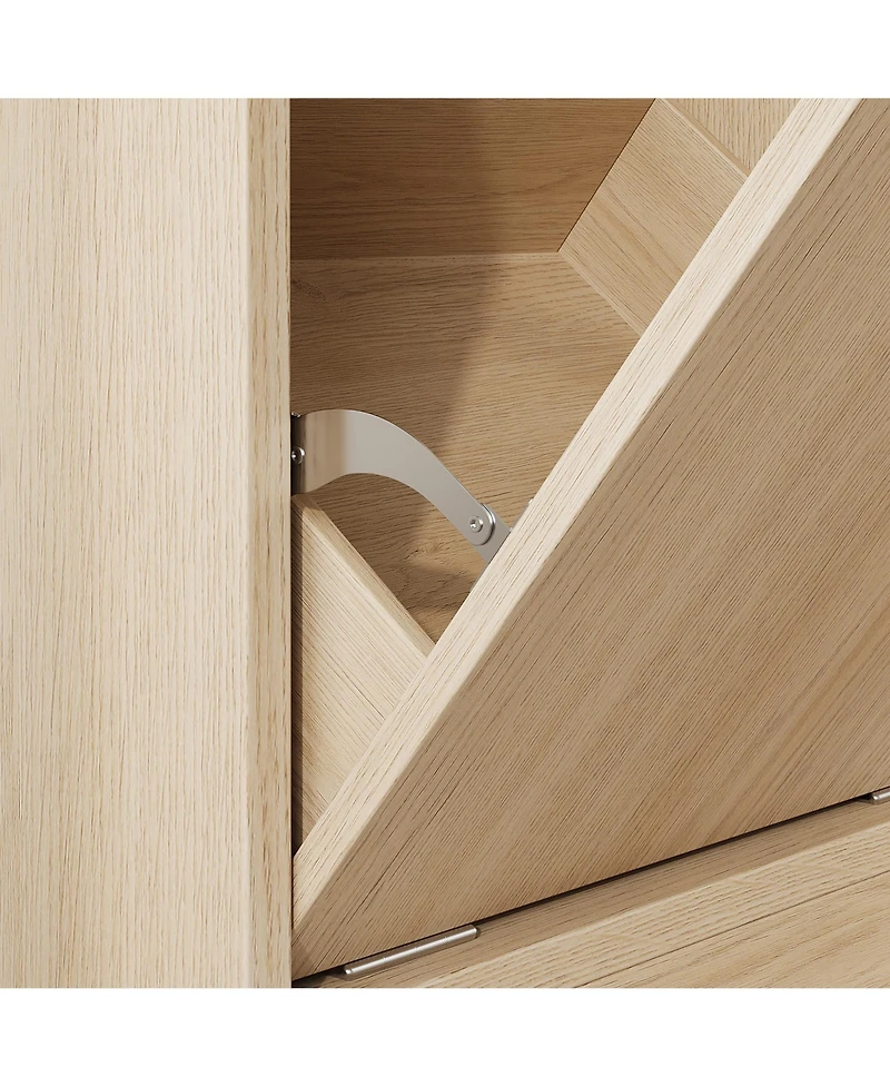 homfan Double Tilt-Out Hidden Trash Cabinet, Space-Saving Engineered Wood Waste Storage Furniture for Kitchen Dining Room