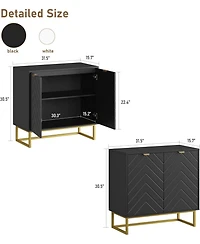 homfan Modern Sideboard Buffet Cabinet with Storage Set of 2, Wood Accent Storage Cabinet with Doors and Adjustable Shelf
