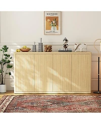homfan Fluted Sideboard Buffet Cabinet with Adjustable Shelves and 3 Doors, Credenza Coffee Bar Table for Kitchen, Living Room, Dining Room