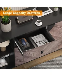 homfan Storage Cabinet with Shelf and Doors, Modern Sideboard Buffet with Storage, Free Standing Accent Cabinet for Dining Room, Living Room, Entryway