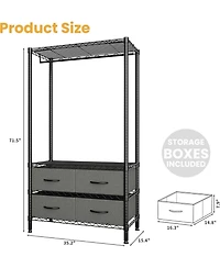 homfan 4 Tier Storage Shelf, Metal Shelving Unit with Drawers and Adjustable Shelves for Bedroom or Entryway