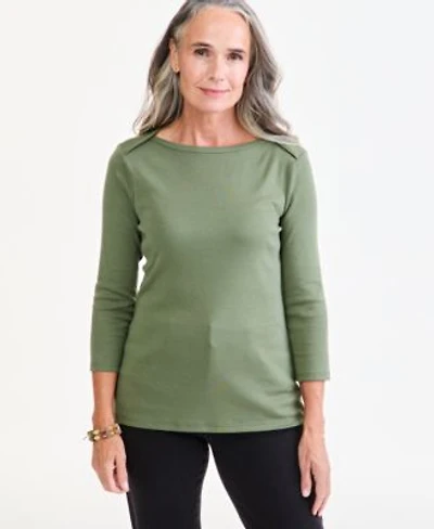 Style Co Womens Pima Cotton 3 4 Sleeve Boat Neck Top Pp 4x Created For Macys