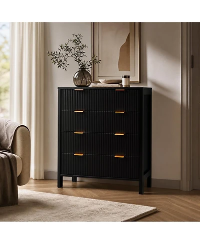 homfan 4-Drawer Chest Cabinet with Spacious Storage, Freestanding Dresser for Bedroom Living Room Entryway